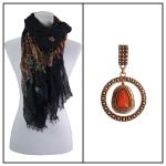 Scarves - Crinkle Floral 1003 w/ Pendant