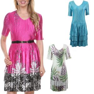 Wholesale 1731  Satin Mini Pleats - Half Sleeve Dress