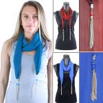 8015 - Metal Tassel Silky Dress Scarves