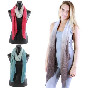 Wholesale 8092Metallic Ombre Pleated Scarves