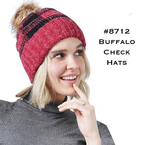Wholesale 8712<p>Buffalo Check Knit Hats