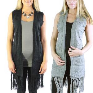 Wholesale 8643 Mid-Length Knit Tasseled Vests
