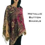 3210 - Metallic Paisley Button Poncho/Shawl