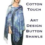 3234 - Art Design Cotton Touch Button Poncho/Shawl
