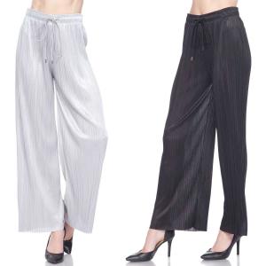 Wholesale 3251Pleated Wide Leg Shimmer Pants