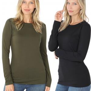 Wholesale 2053 <p>Round Neck Long Sleeve Tops