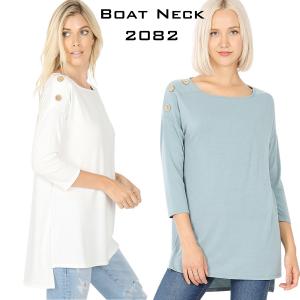 Wholesale 2082Boat Neck Hi-Lo Tops w/Wooden Buttons