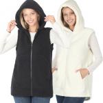 2865 - Sherpa Hi-Low Hooded Vest with Pockets