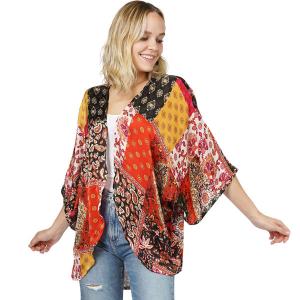 Wholesale 10553 - Silky Patchwork Print Kimono
