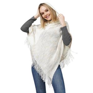 Wholesale 10855 - Knitted Hooded Poncho
