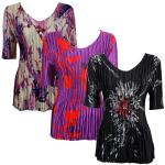 Satin Mini Pleats - Half Sleeve V-Neck