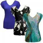Mini Pleats - Cap Sleeve V-Neck