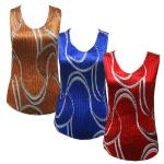 Satin Swirl Pleated Tank Tops