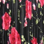 Mini Pleat Satin - Black with Roses