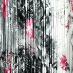 Mini Pleat Satin - White-Black-Pink Floral