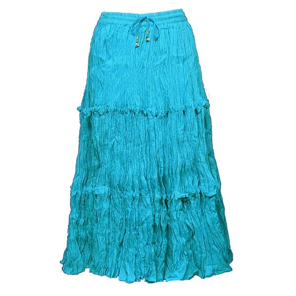 wholesale Skirts - Cotton Three Tier Broomstick 500 & 529 Calf Length - Turquoise - One Size Fits Most