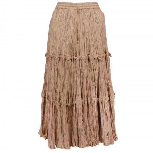 wholesale Skirts - Cotton Three Tier Broomstick 500 & 529 Ankle Length - Light Brown - One Size Fits Most