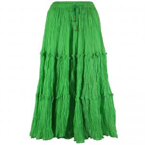 Skirts - Cotton Three Tier Broomstick 500 & 529 Ankle Length - Spring Green - One Size Fits Most