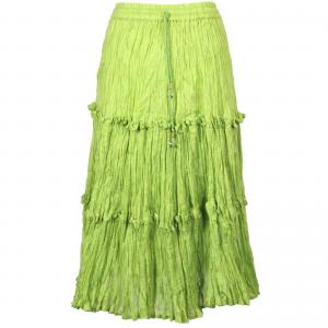 Skirts - Cotton Three Tier Broomstick 500 & 529 Calf Length - Lime - One Size Fits Most
