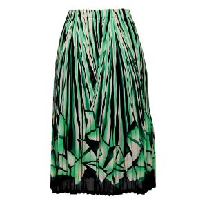 1031 - Georgette Mini Pleat Calf Length Skirts Prisms Green-Black - One Size Fits Most