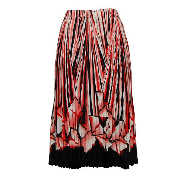 1013 - Georgette Mini Pleat Calf Length Skirts Prisms Orange-Black - One Size Fits Most