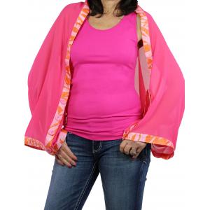 Wholesale 1036 - Origami Button Shawl/Capes Hot Pink with Orange-Flamingo Trim - 