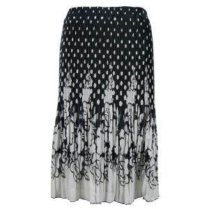 1063 - Georgette Micro Pleat Calf Length Skirts Dots Black-White - One Size Fits Most