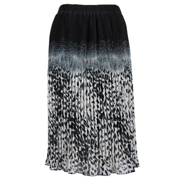 Wholesale Skirts - Georgette Micro Pleat Calf Length * Leopard Border Black-Grey - One Size Fits Most