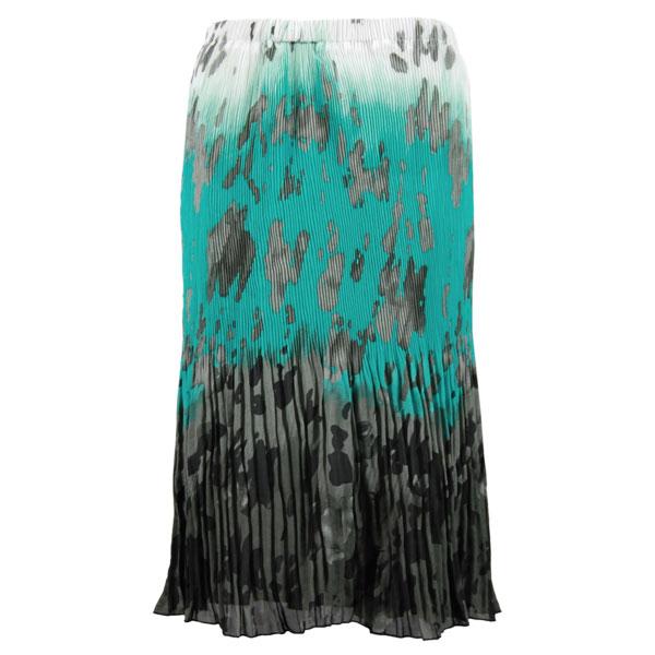 Wholesale Skirts - Georgette Micro Pleat Calf Length * Spots Teal-Grey - One Size Fits Most