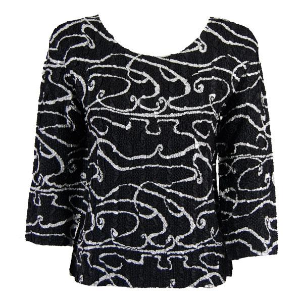 wholesale 1078 -Magic Crush Silky Touch - 2-Ply 3/4 Sleeve Swirl Black-White - Plus Size Fits (XL-2X)