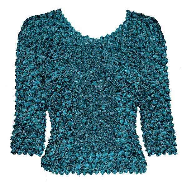 Wholesale 1090 - Three Quarter Sleeve Coin Fishscale Tops Teal Blue - Queen Size Fits (XL-3X)