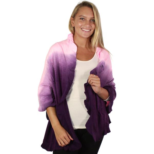 Wholesale CB022 - Ruffle Knit Shawls Purple-Pink Shawls - Ruffle Knit CB022 - 