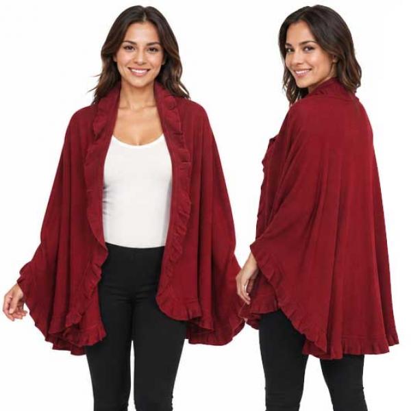 wholesale CB022 - Ruffle Knit Shawls Red - 