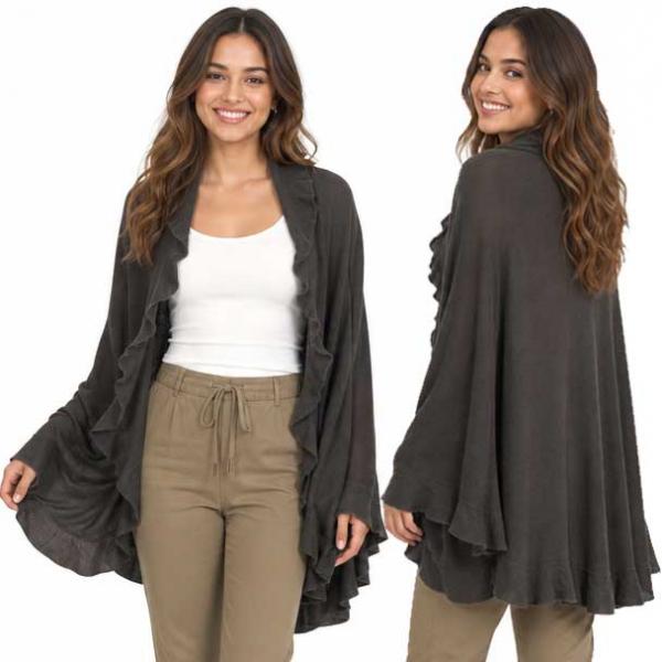 wholesale CB022 - Ruffle Knit Shawls Dark Brown - 