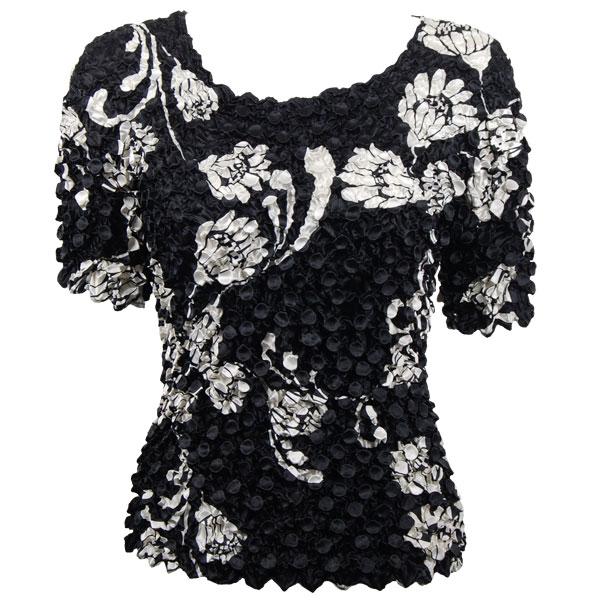 Wholesale 1097 - Coin Prints - Short Sleeve White Daisies on Black - One Size Fits Most