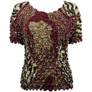 Wholesale 1097 - Coin Prints - Short Sleeve Zebra Wine-Brown - One Size Fits Most