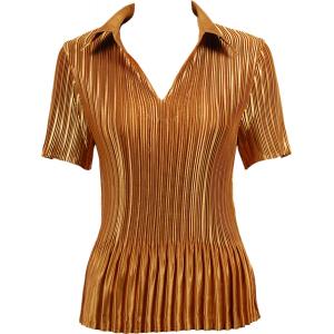 1149 - Satin Mini Pleats Half Sleeve with Collar Solid Copper - One Size Fits Most