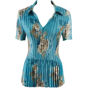 1149 - Satin Mini Pleats Half Sleeve with Collar Taupe on Teal - One Size Fits Most