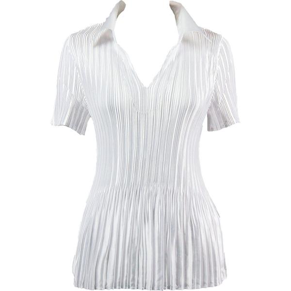 Wholesale Satin Mini Pleats - Half Sleeve Tunic Solid White
 - One Size Fits Most