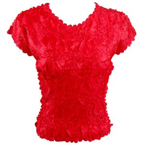 1151 - Origami Cap Sleeve Tops Solid Red - One Size Fits Most