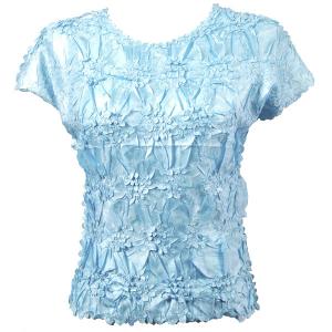 Wholesale 1151 - Origami Cap Sleeve Tops Solid Light Blue - Queen Size Fits (XL-2X)