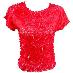 1151 - Origami Cap Sleeve Tops Scarlet - Flamingo - One Size Fits Most