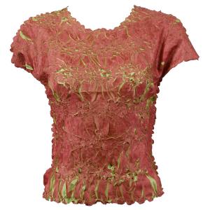 1151 - Origami Cap Sleeve Tops Dusty Rose - Spring Green - Queen Size Fits (XL-2X)