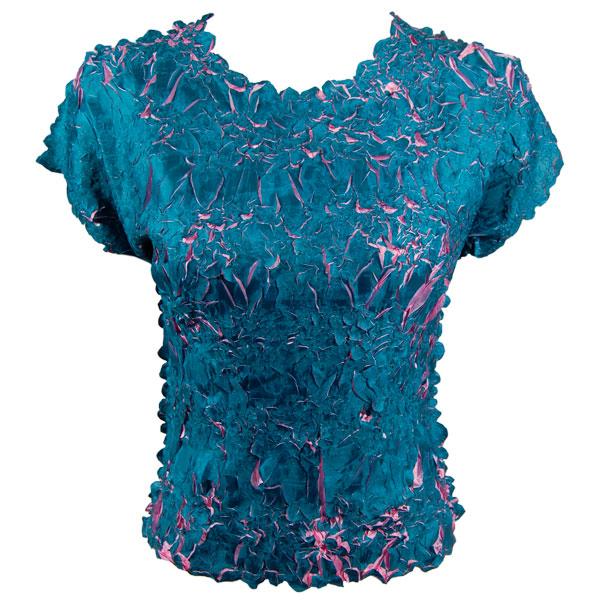 Wholesale 1151 - Origami Cap Sleeve Tops Teal - Flamingo - Queen Size Fits (XL-2X)