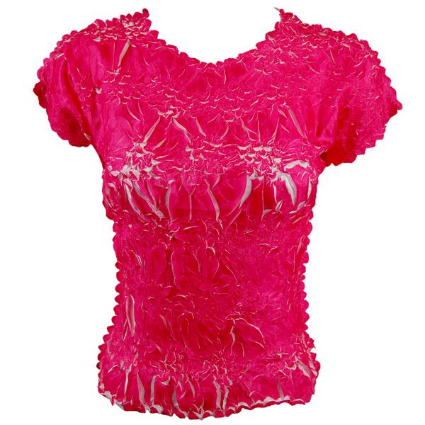 Wholesale 1151 - Origami Cap Sleeve Tops Pink - White - Queen Size Fits (XL-2X)