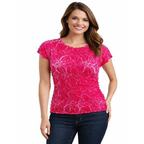 wholesale 1151 - Origami Cap Sleeve Tops Pink - White - Queen Size Fits (XL-2X)