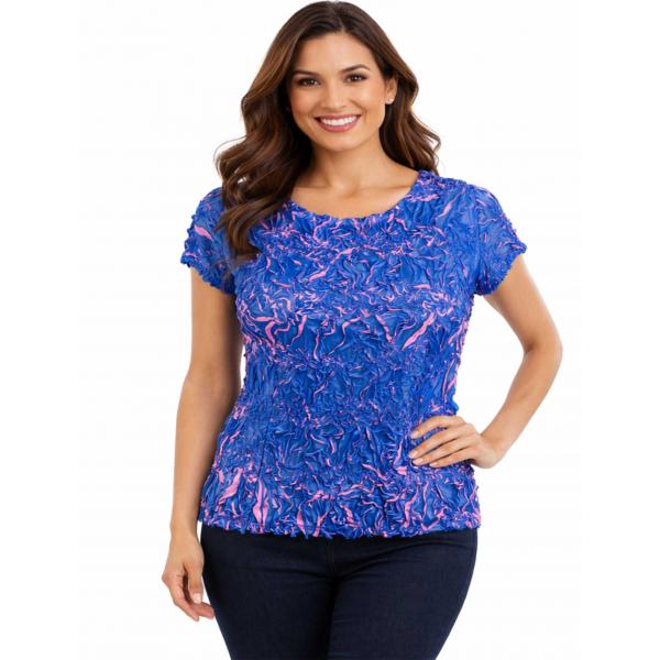 wholesale 1151 - Origami Cap Sleeve Tops Royal - Flamingo - Queen Size Fits (XL-2X)
