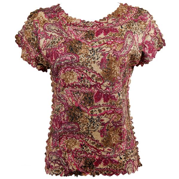 Wholesale Petal Shirts - Cap Sleeve Paisley Raspberry - One Size Fits Most
