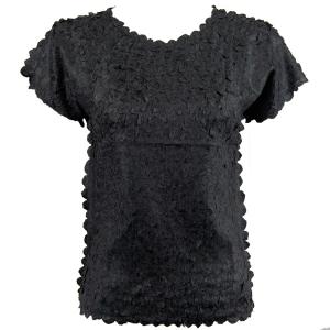 1154 - Petal Shirts - Cap Sleeve Solid Black Petal Shirt - Cap Sleeve - Queen Size Fits (XL-3X)