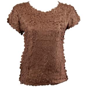 1154 - Petal Shirts - Cap Sleeve Solid Brown - Queen Size Fits (XL-2X)
